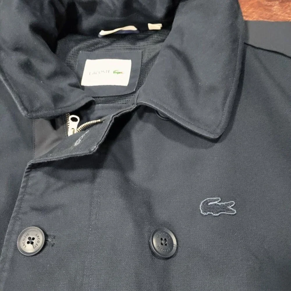 Lacoste Mens Blue Repellant Over Coat  Zip Away Hood BH1525 XL - Picture 9 of 16